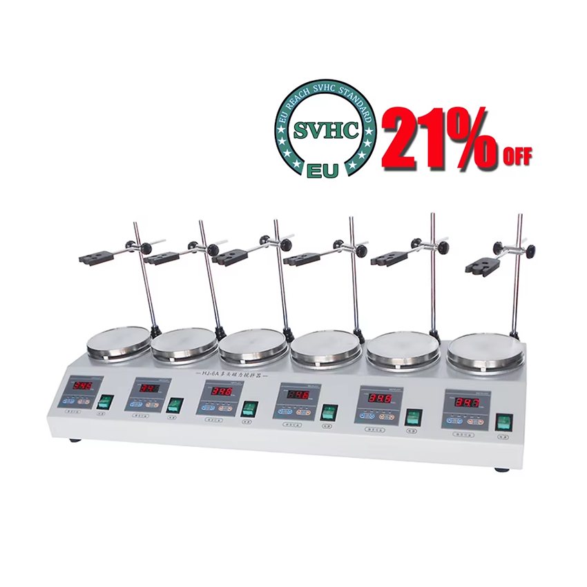 Lab Magnetic Stirrer Hot Plate - 220V, 6개의 헤드를 가진 자기 난열