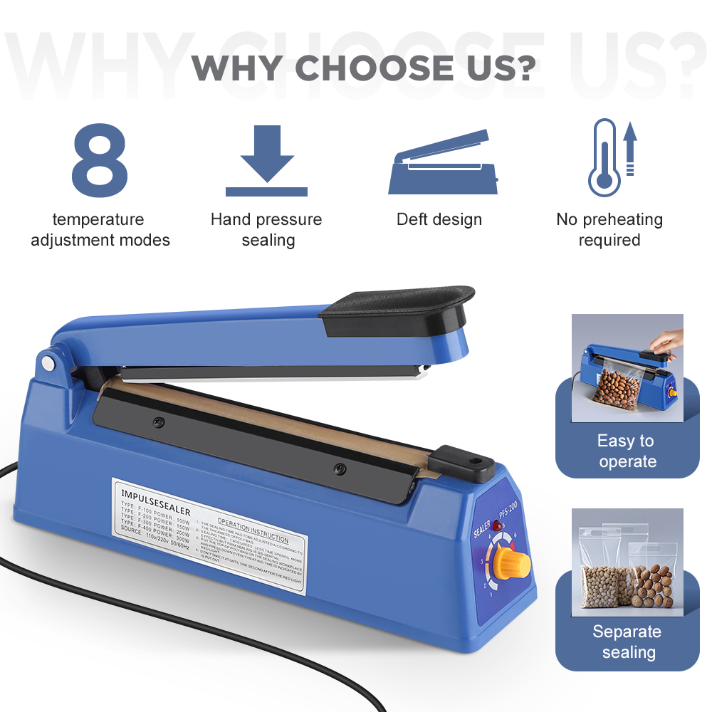 8 인치 비닐 봉투, 수축 랩 백 실러 진공 실러 포장 - Plastic Bag Impulse Heat Sealer 리뷰 및 가격