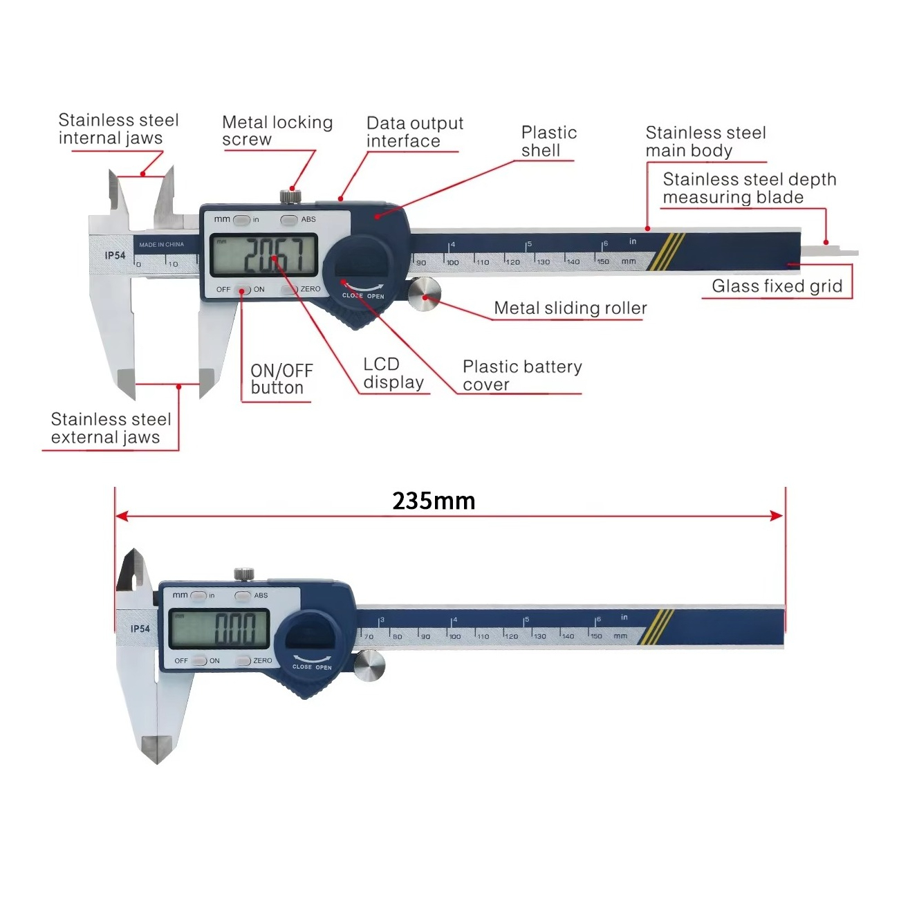 IP54 0-150mm 디지털 버니어 캘리퍼스 대형 L - Digital Caliper 150Mm Stainless Steel 리뷰 및 가격