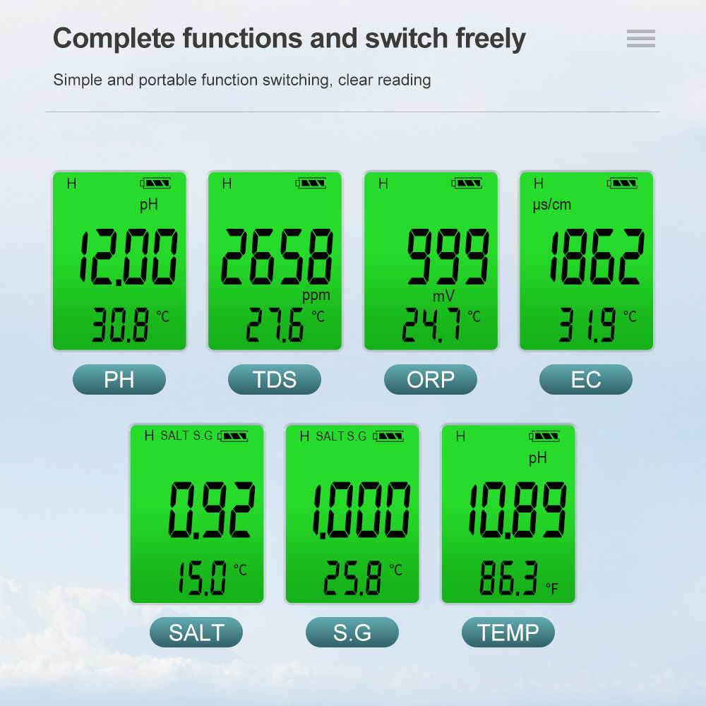 7 In 1 디지털 수질 테스터 ORP PH TDS E - Ph Meter Digital Water Tester 리뷰 및 가격