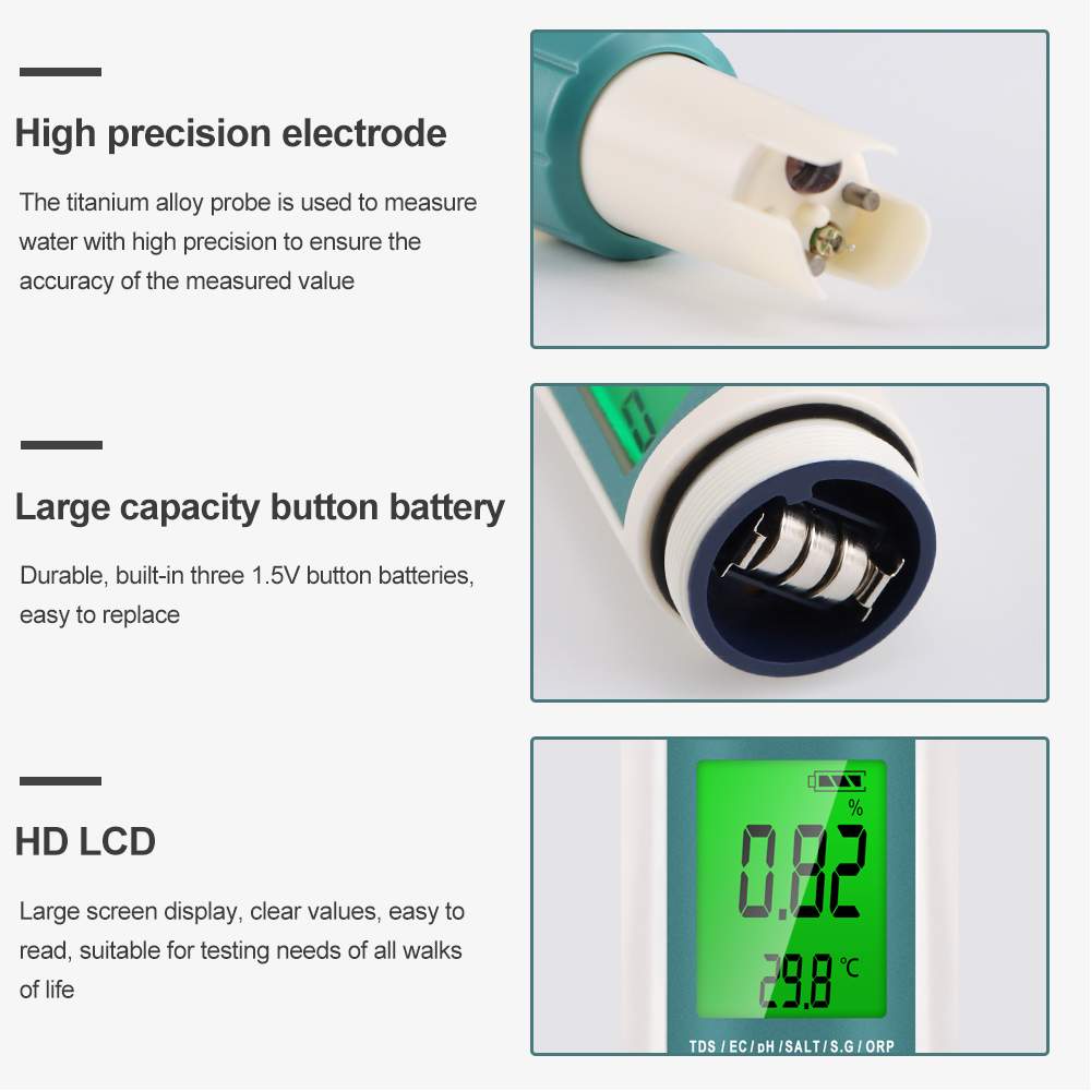 7 In 1 디지털 수질 테스터 ORP PH TDS E - Ph Meter Digital Water Tester 리뷰 및 가격